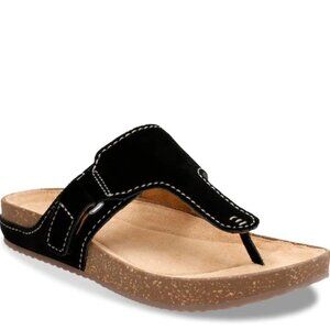 Clarks Rosilla Dover Black Suede Leather Slipper Sandals 8